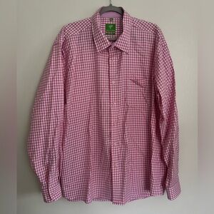 FORSYTH OF CANADA Gingham Plaid No Iron Button Up Shirt - Men's Size 2XL - Pink